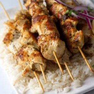 Shashlik with rice (meat/chicken/prawn/paneer)